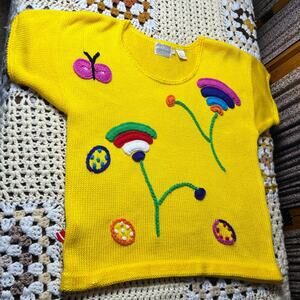 80s Leslie Fay Sportswear flower knit top